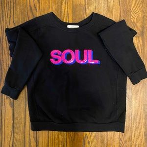 Soulcycle Black Sequin Quilted Workout Sweatshirt